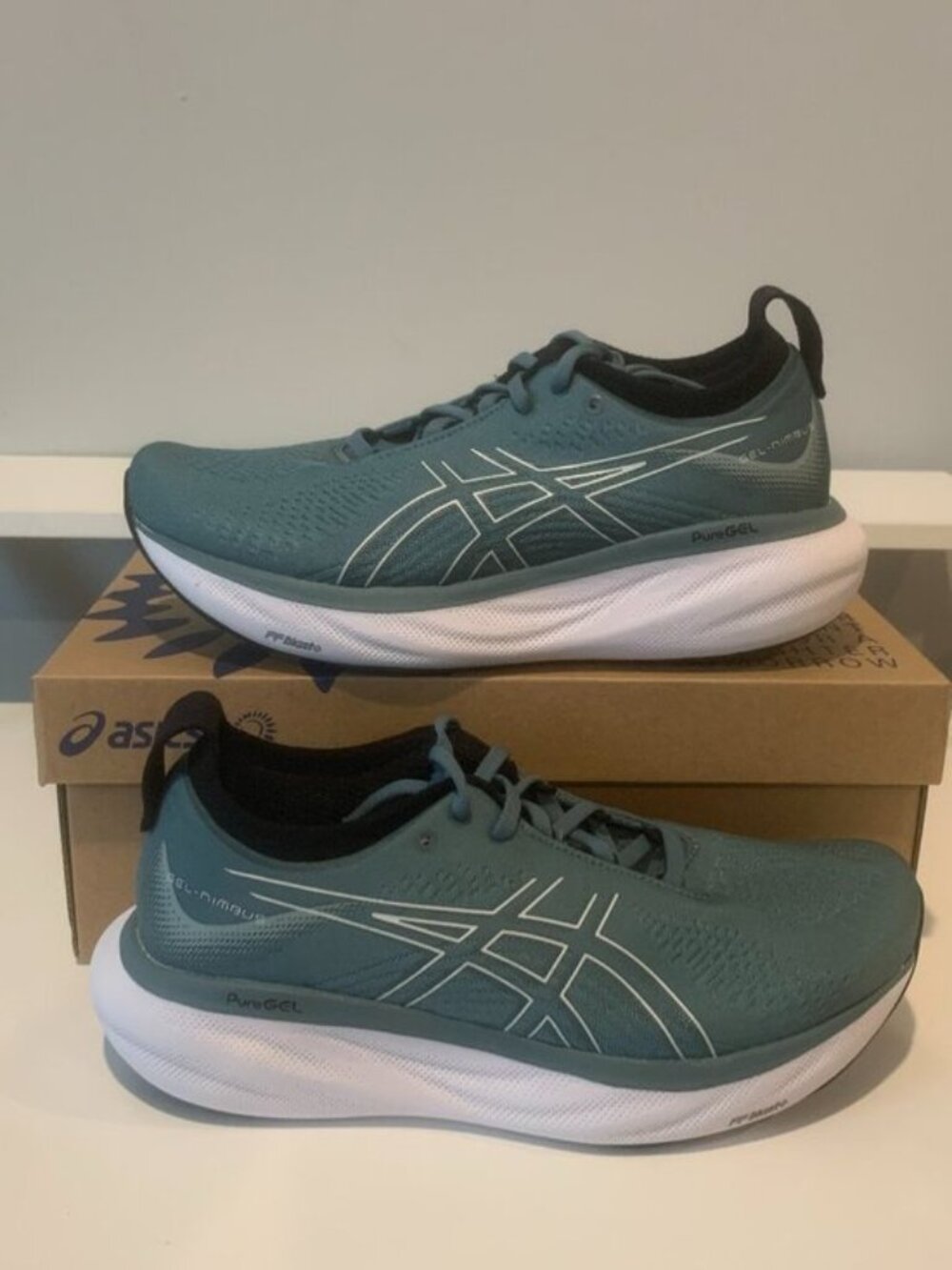 NWT Asics GEL-Nimbus 25 US Men's: 7.5 D (Regular Width FOGGY TEAL/PURE AQUA